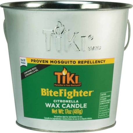 Tiki BitFighter 1 Wick Metal Citronella Bucket Candle, 17 oz.