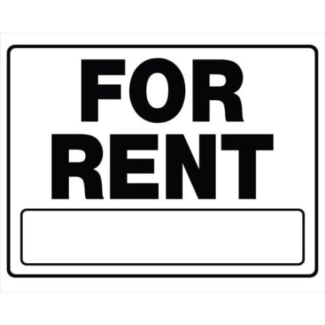 Hillman White & Black For Rent Sign, 20 x 24 in.