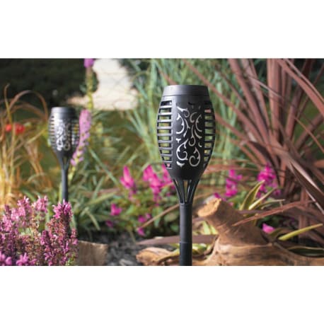 Moonrays Solar Powered Tiki Torch Pathway Light