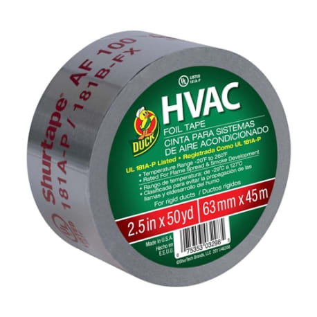 Duck Brand Silver HVAC Foil Tape, 2.5 in. x 50 yd.