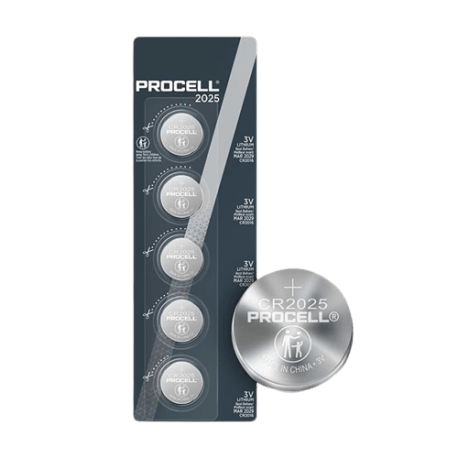 Procell 3V Lithium Coin 2025 Battery, 5-Pack