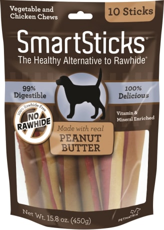 SmartSticks Peanut Butter Chews for Dogs, 10-Pack