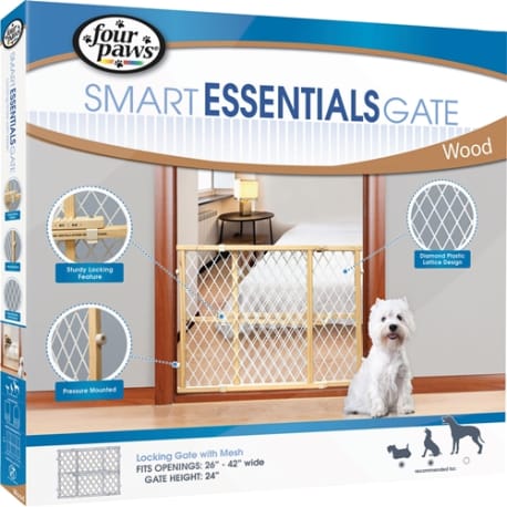 Four Paws Plastic Mesh Wood Frame Gate, 26-42 Inches