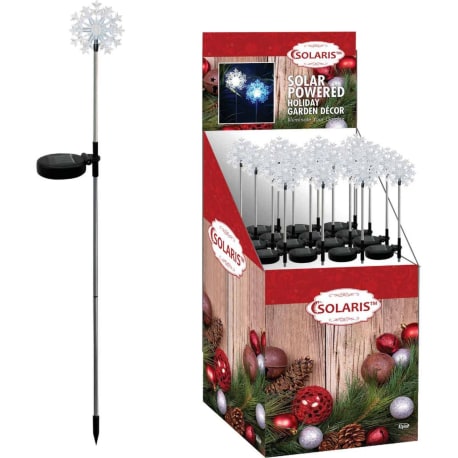 Solaris Clear LED Solar Snowflake Holiday Garden Stake, 33 in.