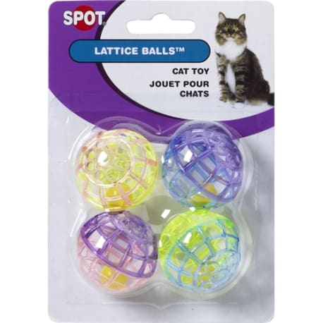 Ethical Pet Spot Lattice Balls with Bell Cat Toy, 4 Pack