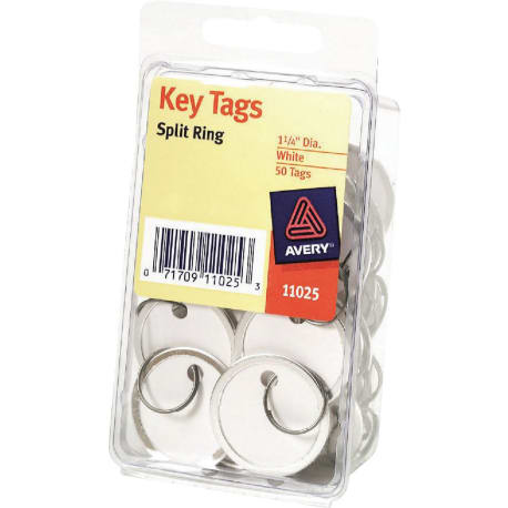 Avery Round Metal Rim Key Tags, 50 ct