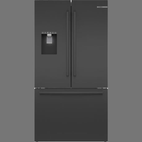 Bosch 500 Series, French Door Bottom Mount Refrigerator, 36'', Brushed steel anti-fingerprint, Black stainless steel