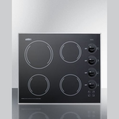 Summit 24" Wide 230V 4-Burner Radiant Cooktop