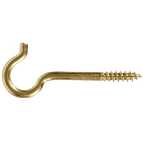 Hillman .263 x 4-7/16 In. Solid Brass Round Ceiling Type Screw Hook