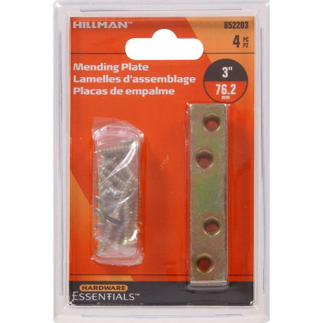 Hillman Zinc & Yellow Dichromate Mending Plate, 3 x 5/8 in.