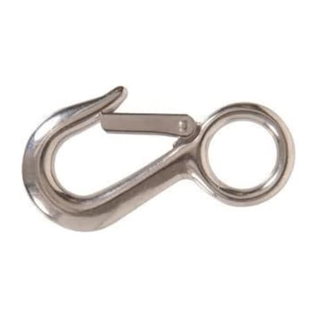 Hillman 1-1/8 x 4-1/2 In. Snap Hook- Round Fixed Eye - Stainless Steel