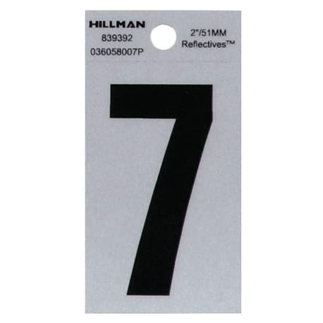 Hillman 2-In. Adhesive Black & Silver House Number 7