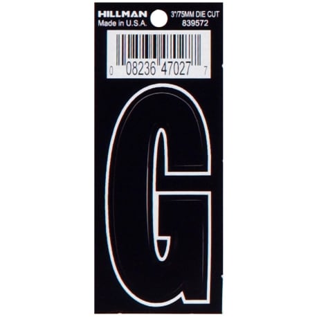 Hillman 3 in. Black Matte Vinyl Die Cut Sticker Thin Letter G