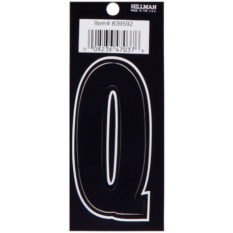 Hillman 3 in. Black Matte Vinyl Die Cut Sticker Thin Letter Q