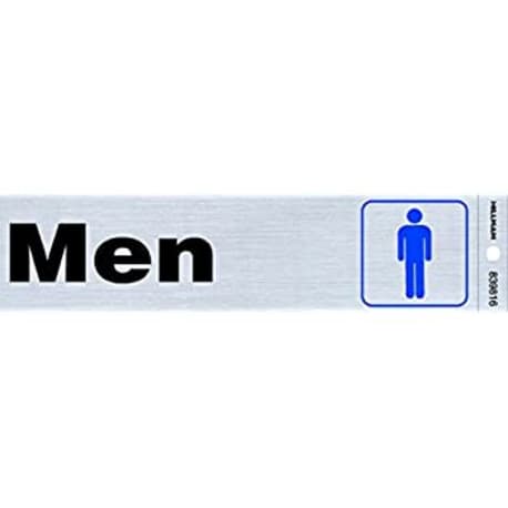 Hillman Black & Blue Nickel Mylar Self-Adhesive Men Sign, 2 x 8 in.