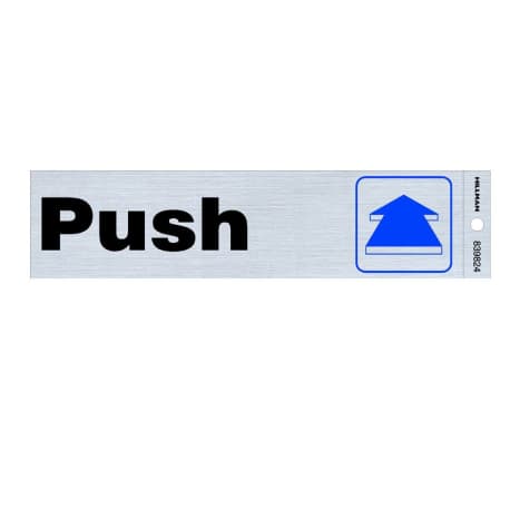 Hillman Black & Blue Nickel Mylar Self-Adhesive Push Sign, 2 x 8 in.