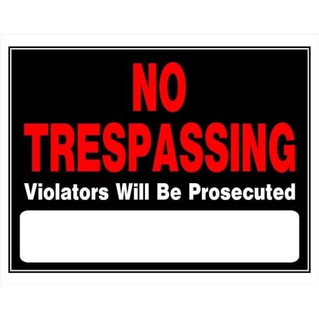 Hillman Black & Red No Trespassing Sign, 15 x 19 in.