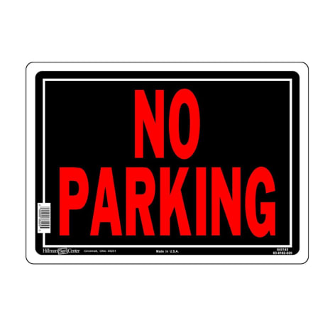 Hillman Black & Red Aluminum No Parking Sign, 10 x 14 in.