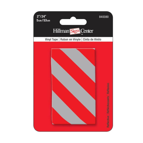 Hillman Silver & Red Diagonal Striped Reflective Tape