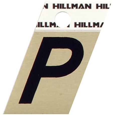 Hillman 1-1/2 in. Black & Gold Aluminum Angle Cut Sticker Letter P