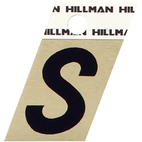 Hillman 1-1/2 in. Black & Gold Aluminum Angle Cut Sticker Letter S