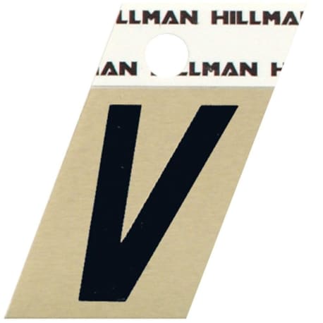 Hillman 1-1/2 in. Black & Gold Aluminum Angle Cut Sticker Letter V