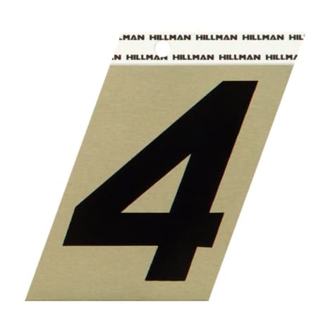 Hillman 3 in. Black & Gold Aluminum Angle Cut Sticker Number 4