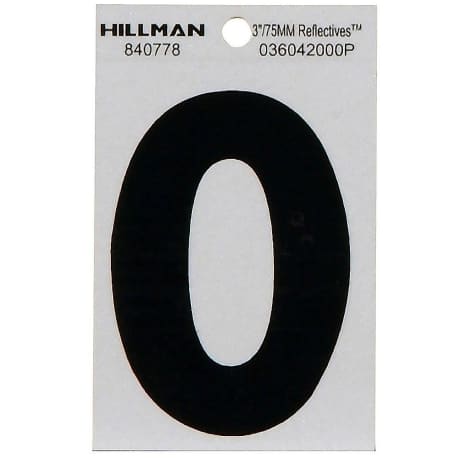 Hillman 3-In. Adhesive Black & Silver House Number 0