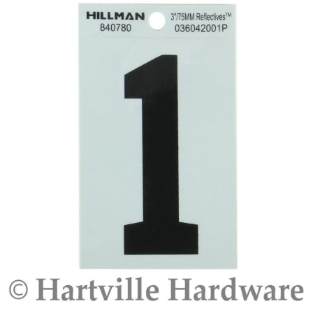 Hillman 3-In. Adhesive Black & Silver House Number 1