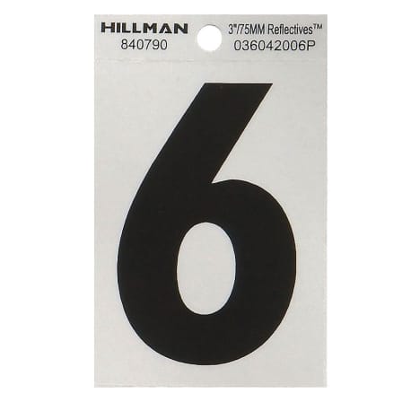 Hillman 3-In. Adhesive Black & Silver House Number 6