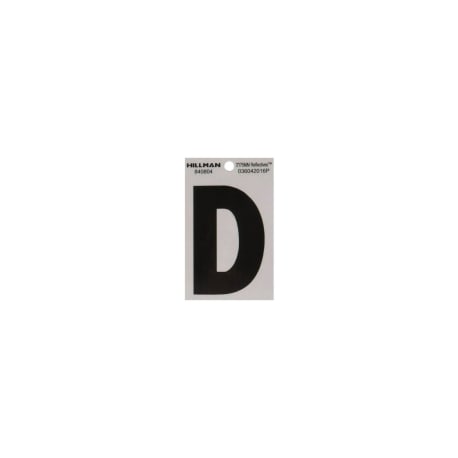Hillman 3 in. Black & Silver Reflective Mylar Sticker Wide Style Letter D