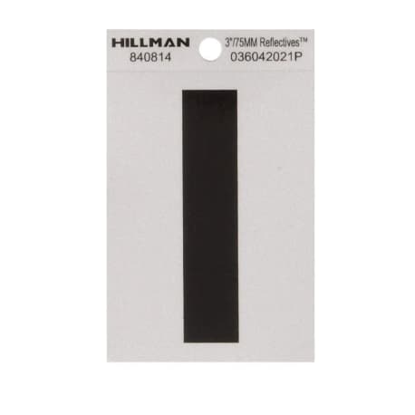 Hillman 3 in. Black & Silver Reflective Mylar Sticker Wide Style Letter I