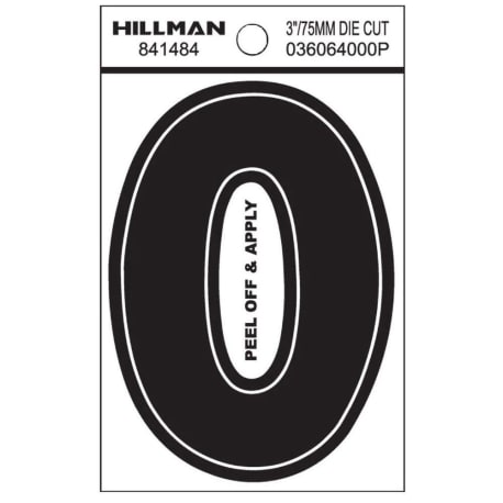 Hillman 3-In. Adhesive Black House Number 0