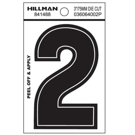 Hillman 3-In. Adhesive Black House Number 2