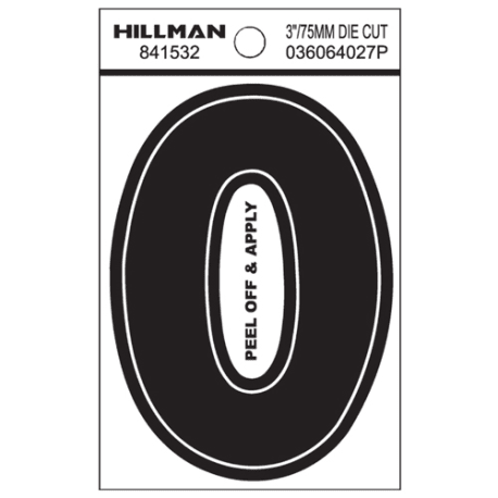 Hillman 3 in. Black Vinyl Die Cut Sticker Letter O