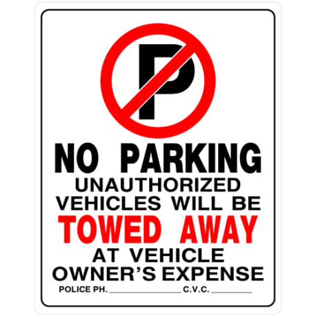 Hillman No Parking Vehicles Will Be Towed Away Sign, 15 x 19"