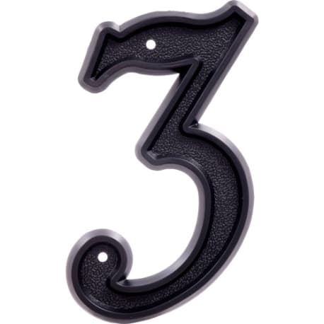 Hillman 5.5-In. Matte Black Plastic House Number 3