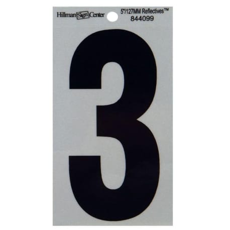 5-In. Black & Silver Reflective Adhesive House Number 3