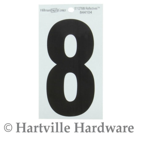 5-In. Black & Silver Reflective Adhesive House Number 8