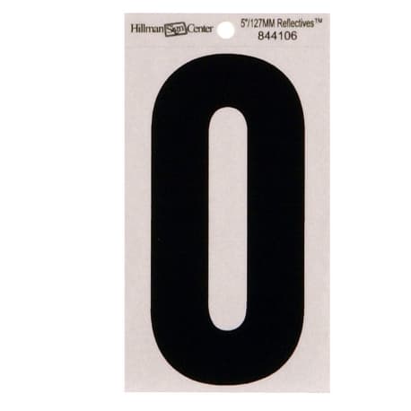 5-In. Black & Silver Reflective Adhesive House Number 0