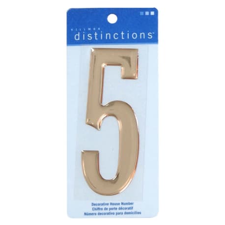 Hillman 4-In. Gold Decorative Self-Adhesive Domed House Number 5