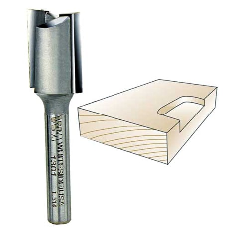 Whiteside Straight Mortising Bit, 1/4 in. SH x 5/8 in. CD x 3/4 in. CL