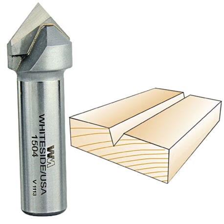 Whiteside 90 deg. V-Groove Bit, 1/2 in. SH x 3/4 in. CD x 3/8 in. PL