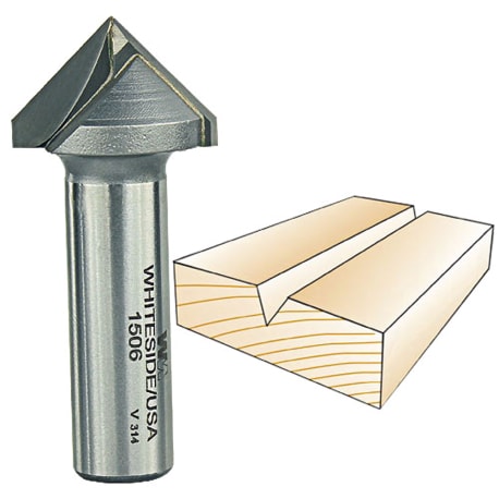 Whiteside 90 deg. V-Groove Bit, 1/2 in. SH x 1 in. CD x 1/2 in. PL