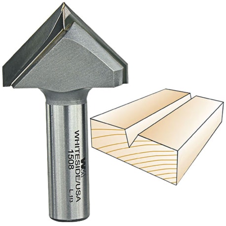 Whiteside 90 deg. V-Groove Bit, 1/2 in. SH x 1-1/2 in. CD x 3/4 in. PL