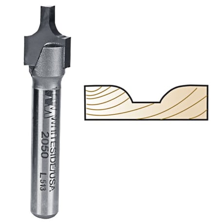 Whiteside Plunge Roundover w/Plunge Point Bit, 1/4 in. SH x 1/8 in. R