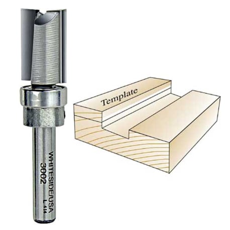 Whiteside Template Bit, 1/4 in. SH x 1/2 in. CD x 3/4 in. CL