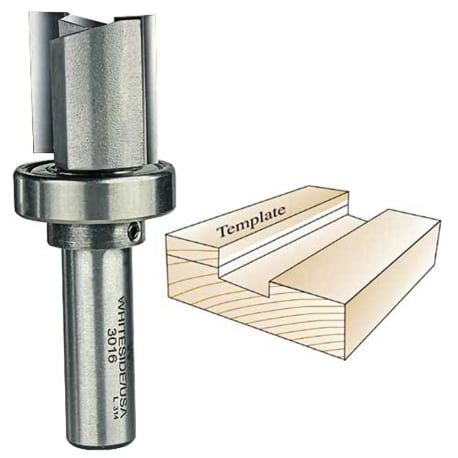 Whiteside Template Bit, 1/2 in. SH x 1-1/8 in. CD x 1 in. CL