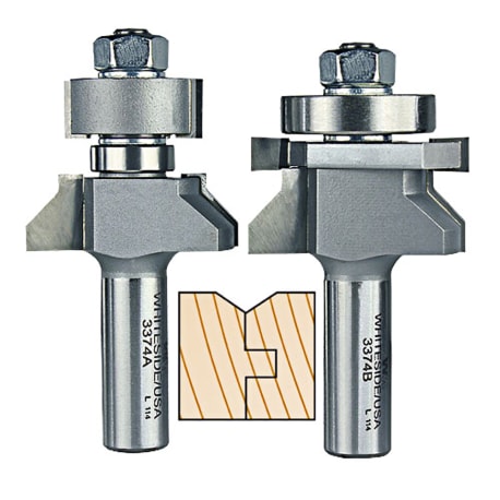 Whiteside Panel Tongue & Groove Bit Set, 1/2 in. SH x 1-5/8 in. LD x 1 in. CL