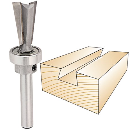 Whiteside Keller Dovetail Bit, 1/4 in. SH x 7/16 in. LD x 7 deg.